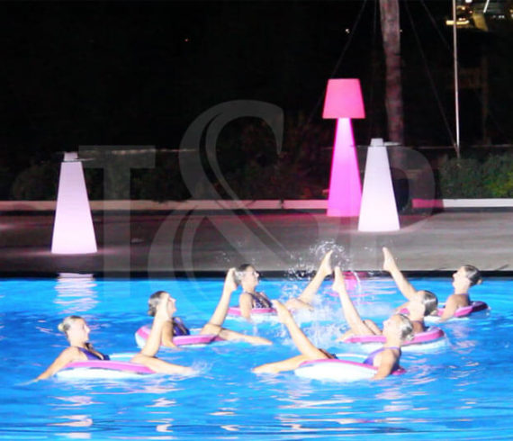 water baller, swimmers, synchronized swimmers, monte-carlo beach, water show, water performance, monte-carlo beach hotel