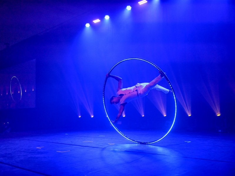 LED Cyr Wheel, Tech Event Entertainment, Cyr Wheel Performer, Co'Met Orleans, LED Performance Art, Tech Convention, LED Entertainment, Corporate Event, Technology and Art, LED Show, Visual Spectacle, Orelans artist, Orleans event