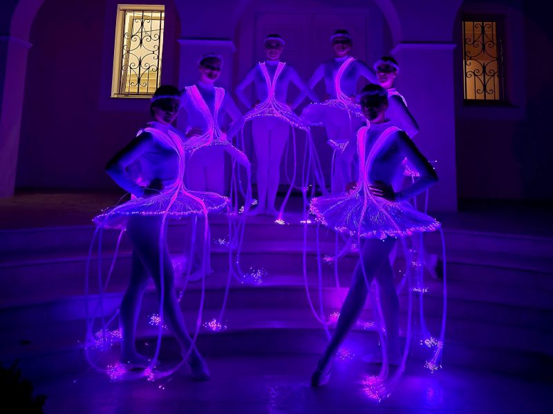 LED ballerinas, luminous dancers, marine event entertainment, Aquarium of Brest show, light performance, sea-themed event, artistic entertainment France, modern ballet show, event agency France, led ballerinas Paris, led ballerinas Brest, brest artists, live entertainment Brest, live show in Brest