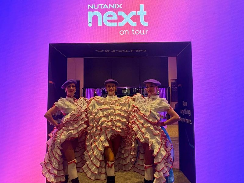French cancan show, Paris corporate entertainment, event dancers Paris, Nutanix event Paris, CNIT Forest La Défense, Talents and Productions, international corporate event France, Paris showgirls, French themed entertainment, team building event Paris
