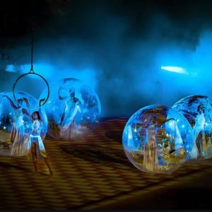 roaming bubble show, bubble performers event, giant bubble entertainment, immersive event animation, luxury event performers, roaming artists show, bubble act corporate event, visual entertainment 2025, unique event experience, interactive performance art