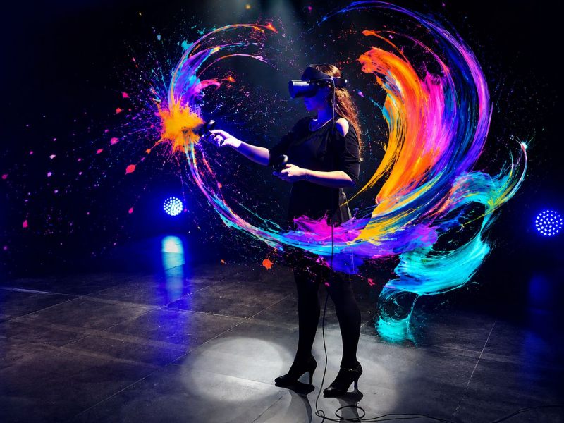 VR artist, virtual reality entertainment, immersive art performance, digital live painting, futuristic event entertainment, interactive VR experience, corporate event entertainment, metaverse artist, luxury event performer, immersive technology show