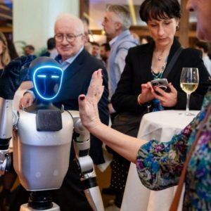 AI robot entertainment, interactive robot event, futuristic event animation, AI robot walkabout, immersive event experience, cocktail entertainment ideas, corporate event technology, humanoid robot animation, luxury event entertainment, interactive AI performance